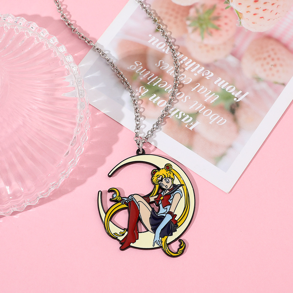 Jewelry Making Necklaces - Sweet Anime Metal Enamel Necklace Moon