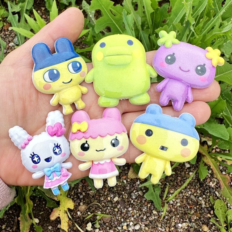 Jewelry Making Necklaces - 45mm Cartoon Tamagotchi double-sided printed hollow
