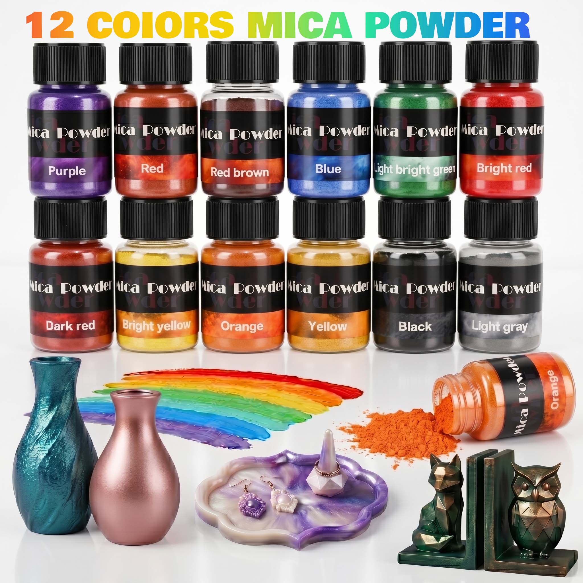 Jewelry Making Techniques - 12-Color Gypsum Pigment Powder Dye DIY