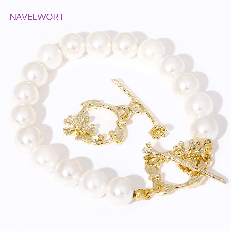 Toggle Clasp Gold - Trendy 18K Gold Plated Flower Branch