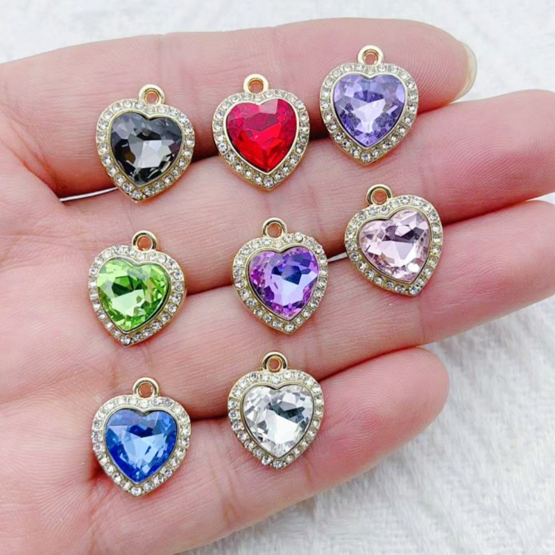 10pcs heart-shaped inlaid colo - đánh giá và giá Jewelry Making Necklaces