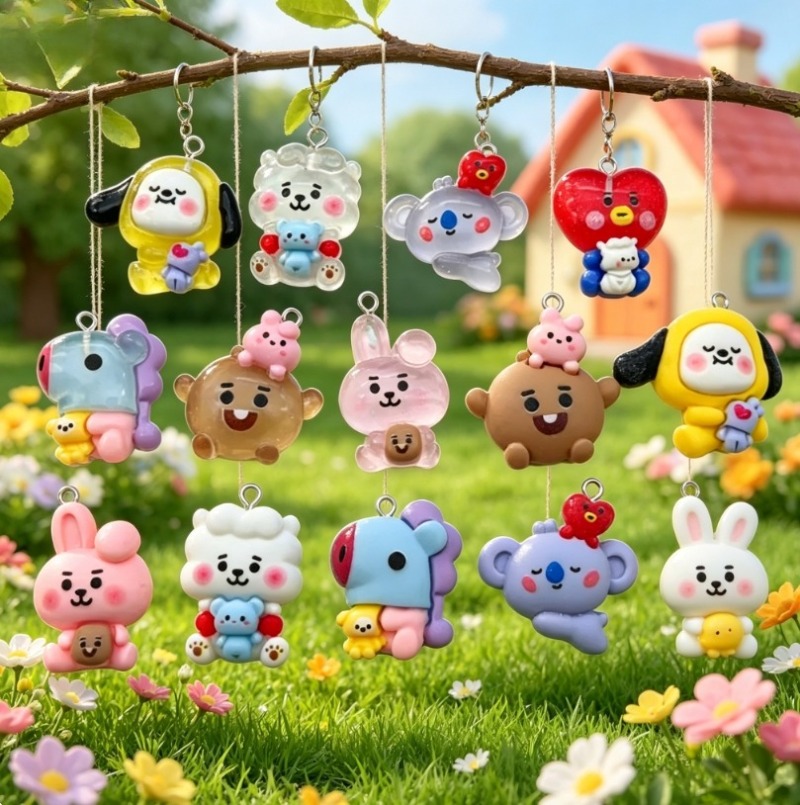 7pcs BT21 Resin Cartoon Charm  - đánh giá và giá Jewelry Making Necklaces